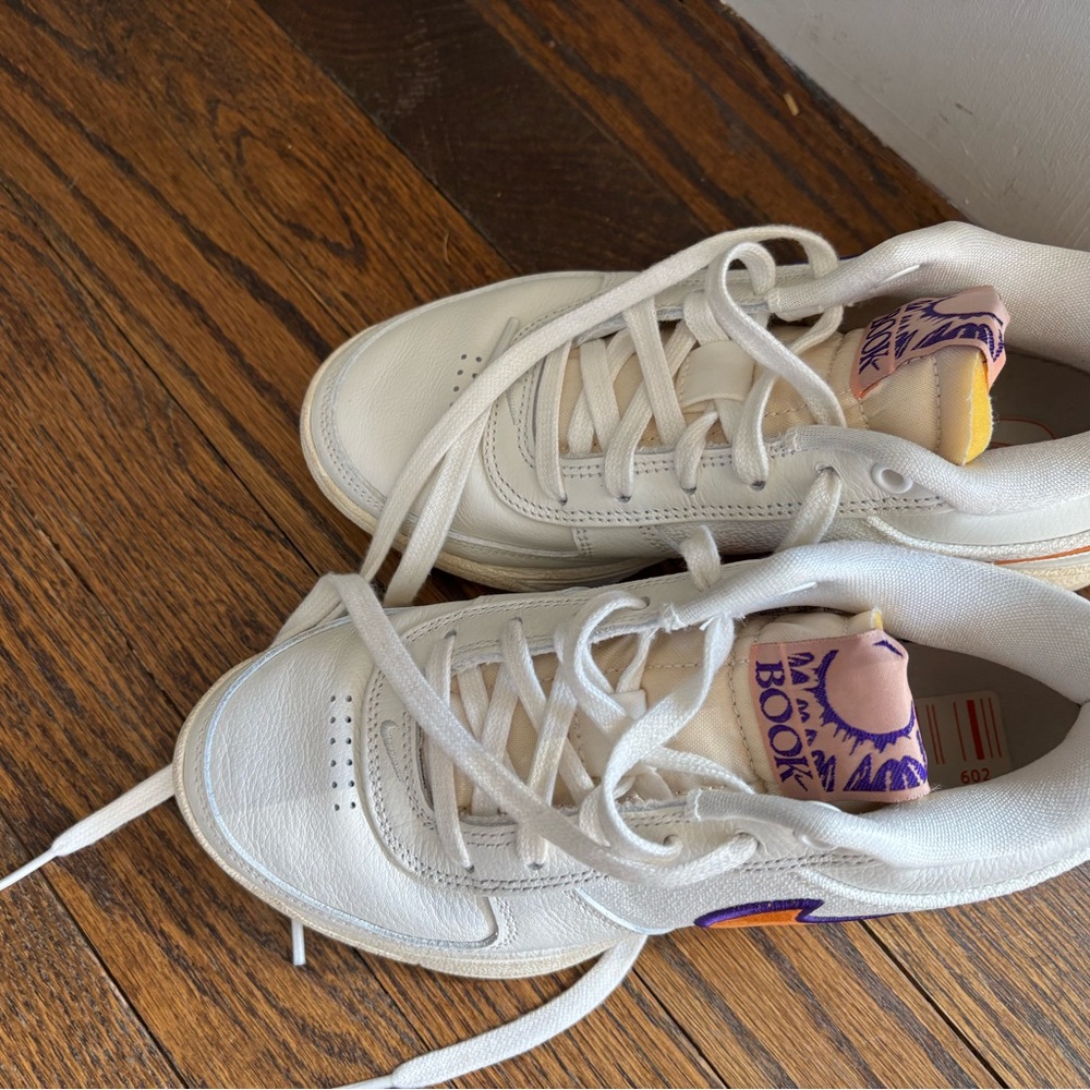 Nike Kids White Sneakers with Orange and Purple Swoosh - Picture 3 of 4